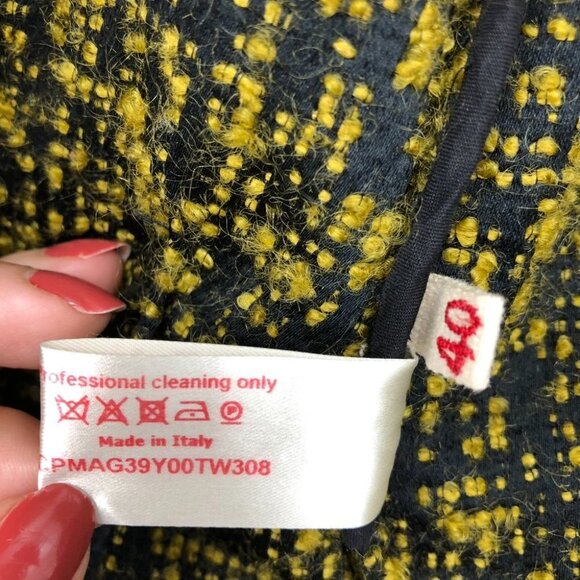 MARNI Mustard &  Black Textured Boucle Mohair wool Blend trench Coat size 40 - Picture 11 of 14